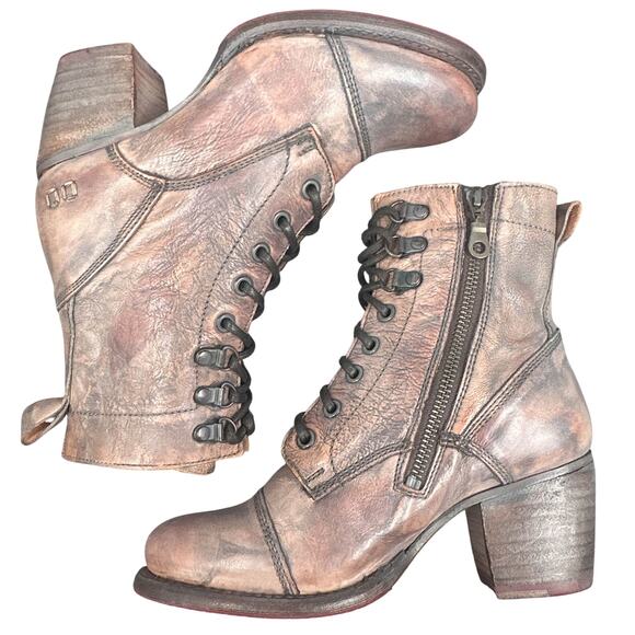 Bed Stu Judgement Combat Boots 6 Cobbler Pinkish Brown Granny Western Grunge USA - Picture 3 of 16